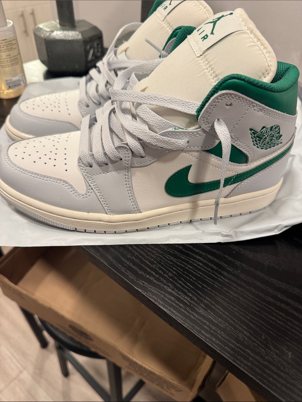 Jordan 1 Nike White & Green High-Top Sneakers